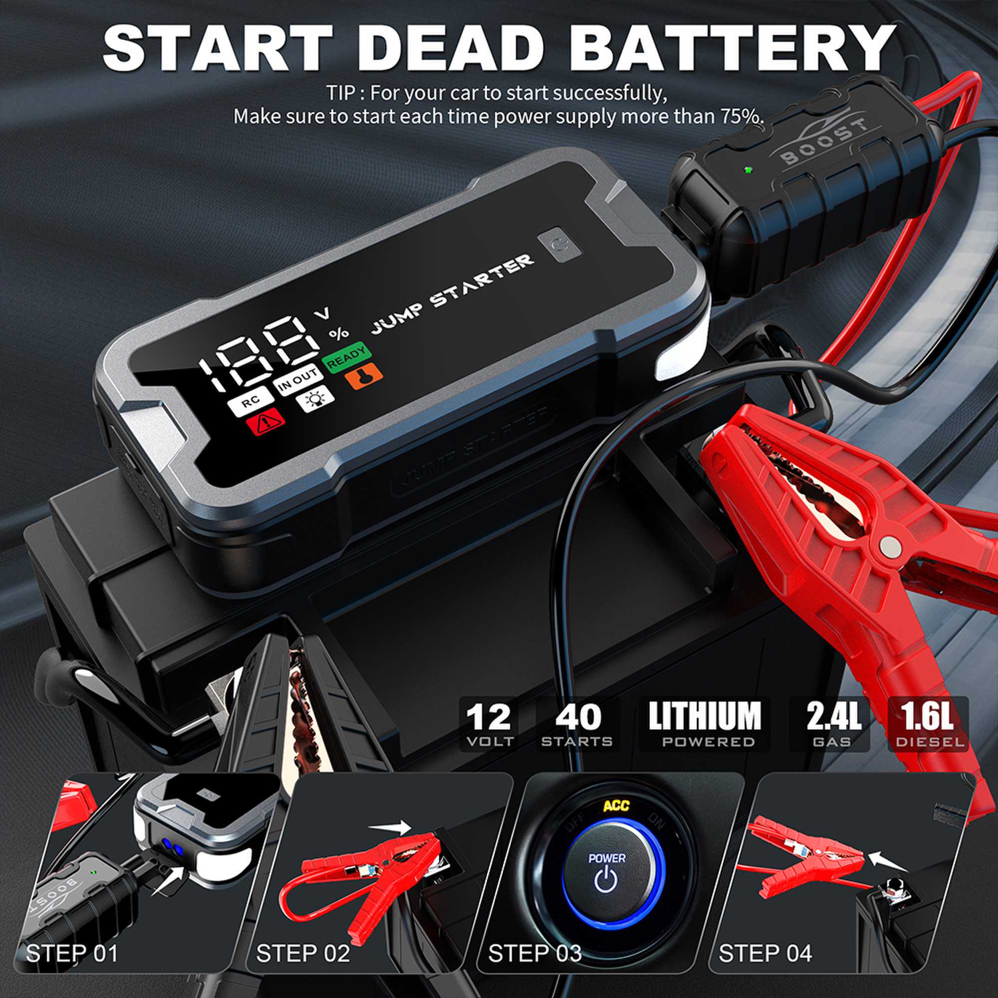 4000A Car Jump Starter ,Portab - Portable Jump Starter recension och pris